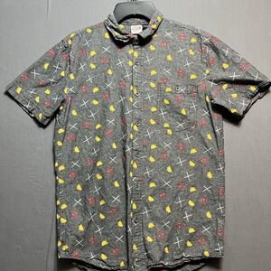 Marvel Deadpool Shirt Taco Print Collared Button Up Black Cotton M Shortsleeves